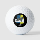 Balles De Golf Bordure Collie Chien Monogramme Silhouette TriGrid (Recto)