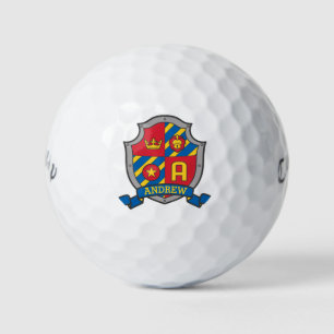 Balles De Golf Bouclier graphique Heraldique Boules de golf monog