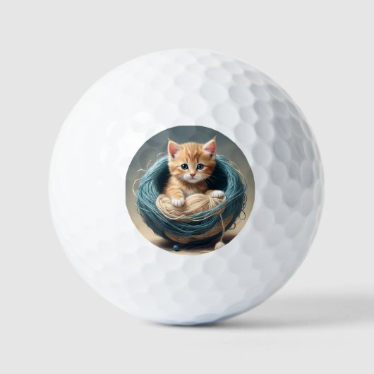 Balles De Golf "Bouddles douillets : La retraite laineuse du chat (Recto)