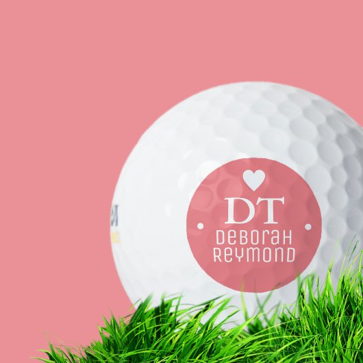 Balles De Golf Boule de golf avec son nom Feminine rose Monogramm