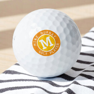 Balles De Golf Boule de golf personnalisée avec monogramme jaune-