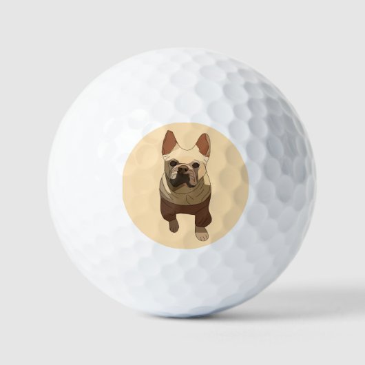 Balles De Golf Bouledogue Français, pêche douce (Recto)