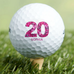 Balles De Golf Boules de golf 20 ans modernes 20 initiales roses