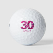 Balles De Golf Boules de golf 30 ans modernes 30 initiales roses (Devant)