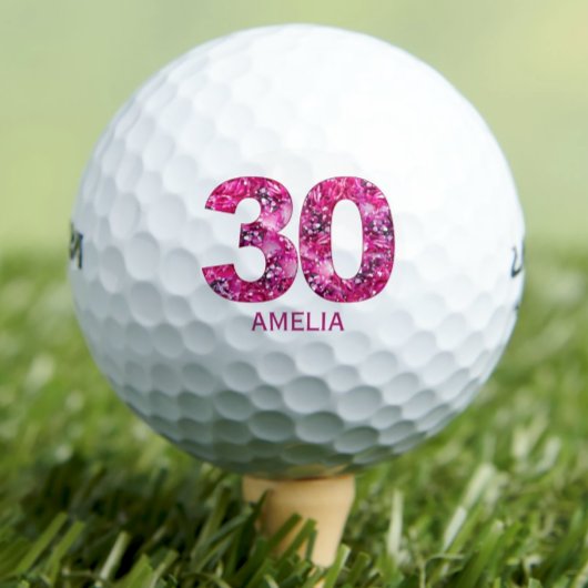 Balles De Golf Boules de golf 30 ans modernes 30 initiales roses