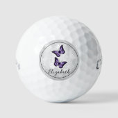 Balles De Golf Boules de golf florales de papillon pourpre (Recto)