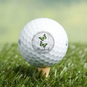 Balles De Golf Boules de golf florales de papillon vert