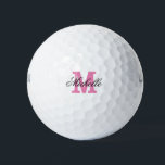 Balles De Golf Boules de golf monogram de nom rose personnalisées<br><div class="desc">Boules de golf monogram de nom rose personnalisées pour femmes. Boules de golf monogrammées avec typographie stylisée. Jeu de balle de golf personnalisé avec votre texte élégant. Modèle personnalisable avec nom personnalisé et lettres initiales monogrammées. Idée cadeau d'anniversaire mignonne pour les golfeurs et les amateurs de golf. Convient aux hommes...</div>