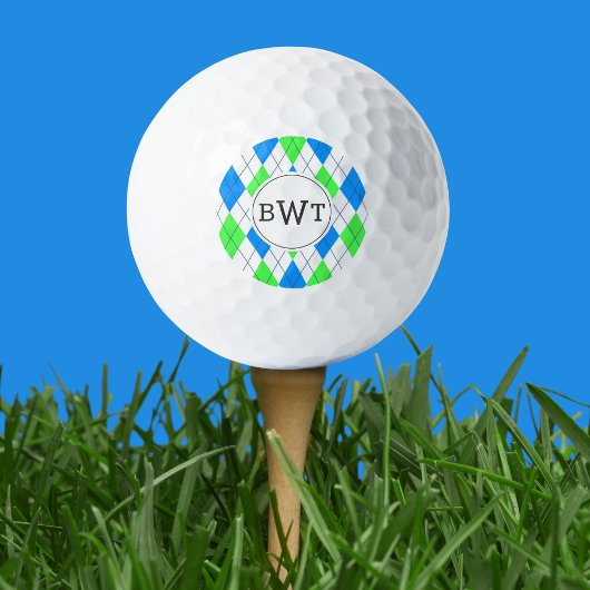 Balles De Golf Boules de golf monogrammes | Motif Jacquard bleu v