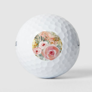 Balles De Golf Bouquet floral clair Aquarelle Pampas en bois rust