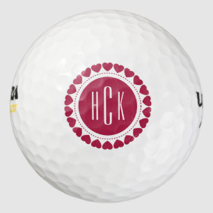 Balles De Golf Bourgogne Rouge Valentines Coeur Cercle