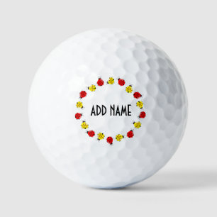 Balles De Golf Boutons De Cartoon Mignons En Rouge Et Jaune