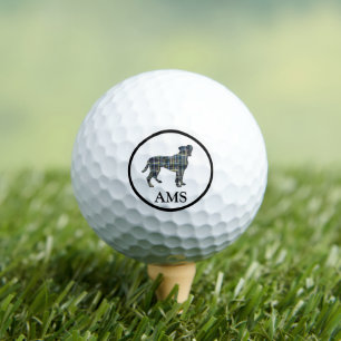 Balles De Golf Boxer Chien Silhouette Jaune & Grille Bleue