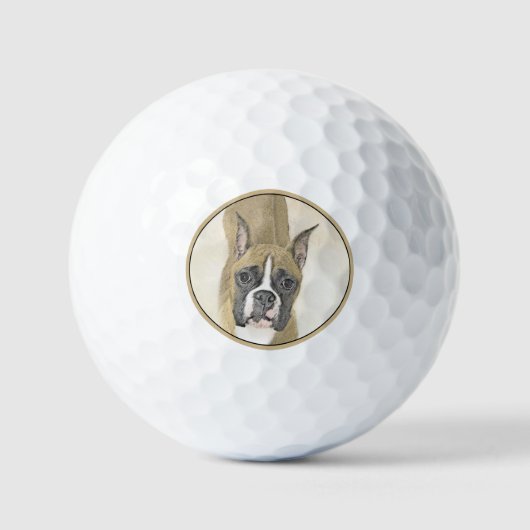 Balles De Golf Boxer Peinture - Cute Original Chien Art (Recto)