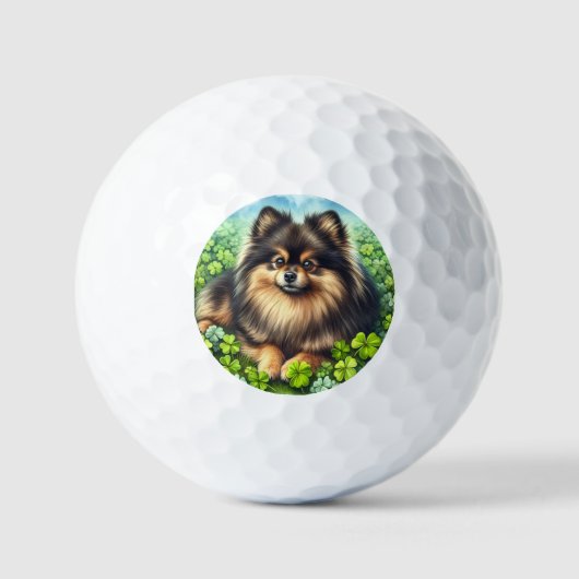 Balles De Golf Brindle Pomeranian Shamrock (Recto)