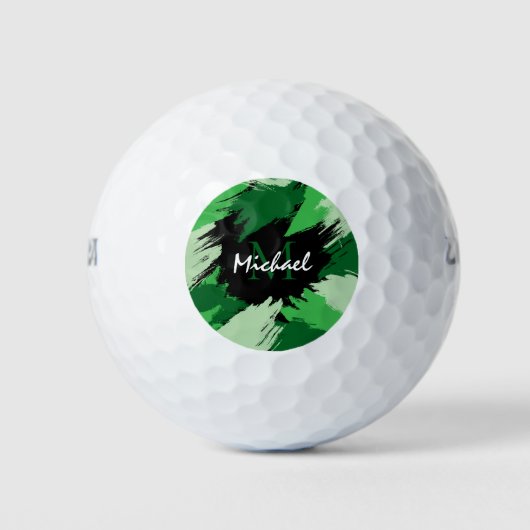 Balles De Golf Brosse nuances de nom vert avec monogramme (Devant)
