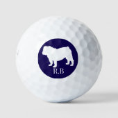 Balles De Golf Bulldog Monogramme Blue Navy Custom Golf (Devant)