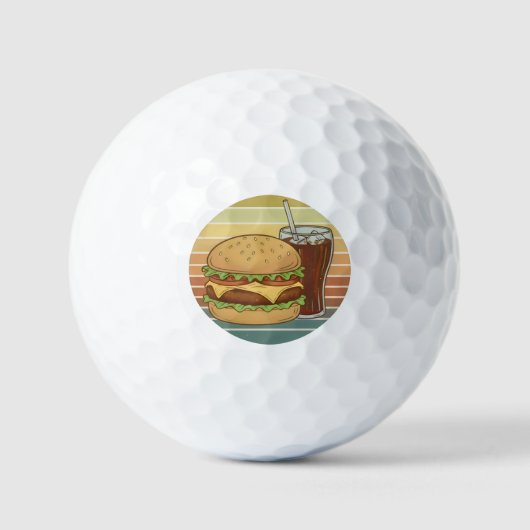 Balles De Golf Burger et cola rétro. (Recto)