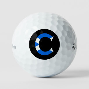 Balles De Golf C Monogramme superposé sur le drapeau écossais tmt