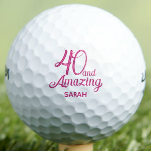 Balles De Golf Cadeau 40 ans pour collègue Écriture rose moderne