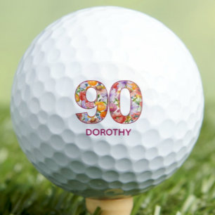 Balles De Golf Cadeau 90e anniversaire Nombre floral - 90 ans de