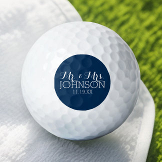 Balles De Golf Cadeau de mariage M. et Mme couleur unie bleu mari