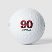 Balles De Golf Cadeau Golfer cool 90e anniversaire design plaid r (Devant)