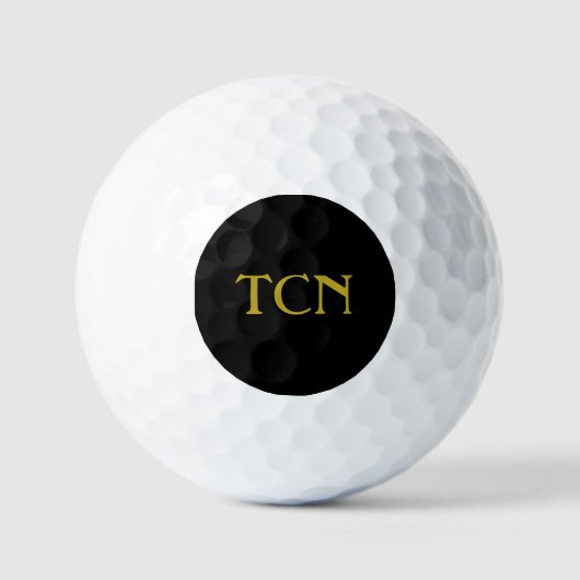 Balles De Golf Cadeau Monogramme Noir Or (Recto)