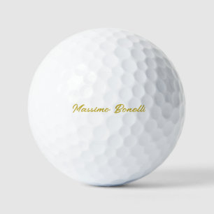 Balles De Golf Calligraphie Élégant Or Blanc Simple Nom