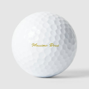 Balles De Golf Calligraphie Élégant Or Blanc Simple Nom