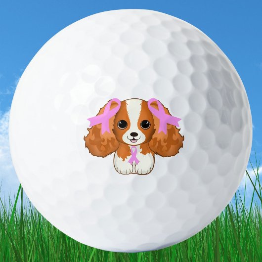 Balles De Golf Cancer du sein Rubans roses Cavalier King Charles