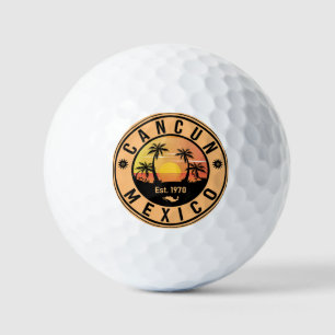 Balles De Golf Cancun Mexique Retro Sunset Vintage voyage Souveni