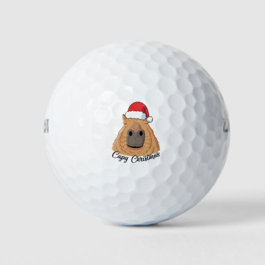 Balles De Golf Capy ou Huppy Christmas Capybara Holidays Père Noë (Devant)