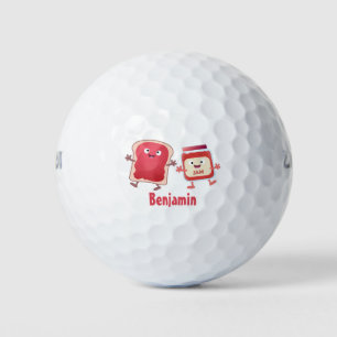 Balles De Golf Caractères de dessins animés sur le pain et la con