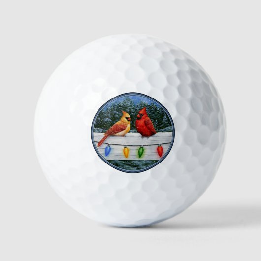 Balles De Golf Cardinal Birds et Christmas Lights Golf Balls (Recto)