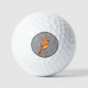 Balles De Golf Cardinal sur une branche - Peinture originale d'oi