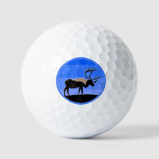 Balles De Golf Caribou en hiver - Art original de la faune (Recto)