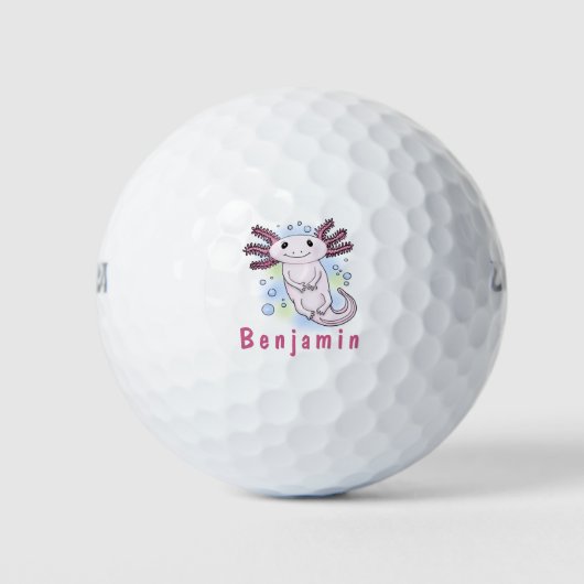 Balles De Golf Caricature axolotl rose adorable (Devant)