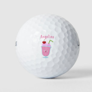 Balles De Golf Caricature de crème glacée de fraise mignonne