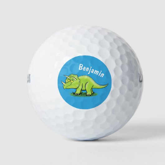 Balles De Golf Caricature de dinosaure de triceratops vert mignon (Devant)