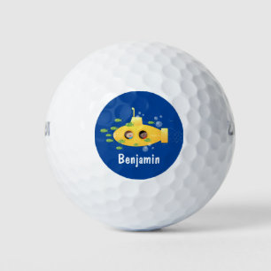 Balles De Golf Caricature de poisson sous-marin jaune mignon