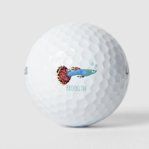 Balles De Golf Caricature de poisson tropical guppy très chic