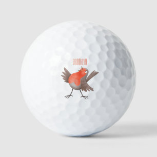 Balles De Golf Caricature d'oiseau rouge chantant mignon