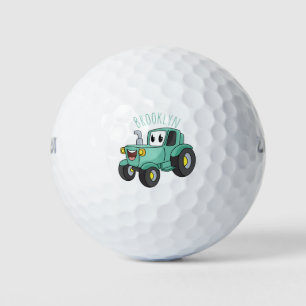 Balles De Golf Caricature joli tracteur vert joyeux