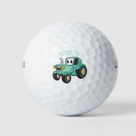 Balles De Golf Caricature joli tracteur vert joyeux (Devant)