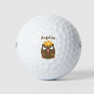Balles De Golf Caricature joyeuse de cobaye mignonne