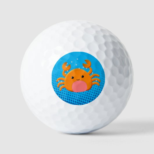 Balles De Golf Caricature mignonne Crabe Bébé Bleu Océan (Recto)