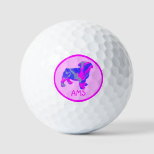 Balles De Golf Carlin mignon chien rose Silhouette Monogramme