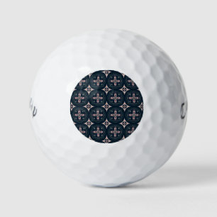 Balles De Golf carreaux géométriques floraux de couleur terreuse