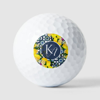 Balles De Golf Carreaux Méditerranéens au Citron Bleu Nuit Blanc